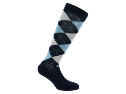 Podkolenky EQUITHEME Argyle navy blue/sky blue (35-38)
