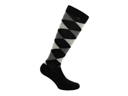 Podkolenky EQUITHEME Argyle black/ecru (39-41)