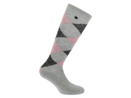 Podkolenky EQUITHEME Argyle light grey/old pink (39-41)