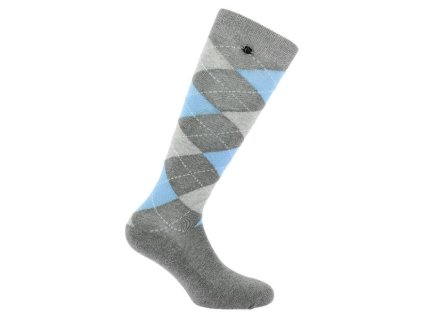 Podkolenky EQUITHEME Argyle light grey/sky blue (39-41)