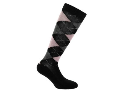 Podkolenky EQUITHEME Argyle black/old pink (39-41)