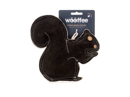 Hračka WOOFFEE pravá kůže - Černá veverka 18cm