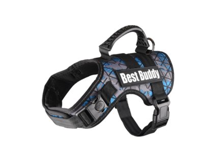 Postroj FLAMINGO Best Buddy Uranus modrá kamufláž (M) 3,8x60-80cm