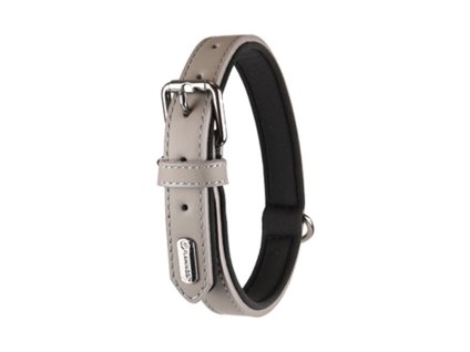 Obojek FLAMINGO Rinti kožený šedý 2,5x38-48cm