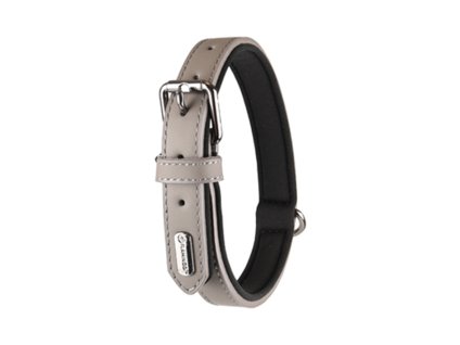 Obojek FLAMINGO Rinti kožený šedý 2,5x43-53cm