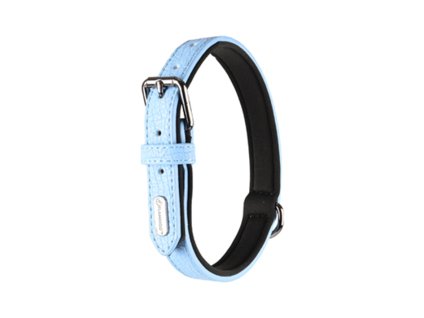 Obojek FLAMINGO Leza z umělé kůže modrý 1x15-20cm