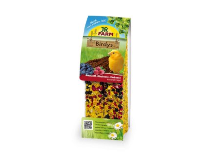 JR FARM Birds tyčinka pro kanáry s amarantem, borůvkami a malinami 130g