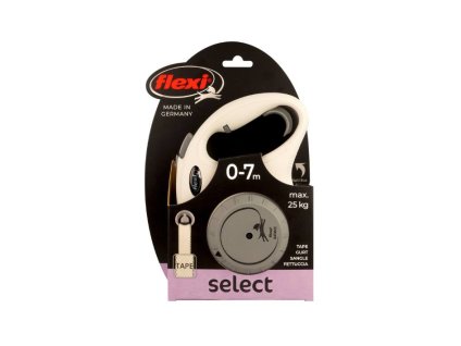 Vodítko FLEXI Select (S/M) pásek světle šedé (7m, do 25kg)