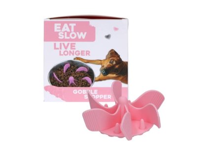 Zpomalovací spirála do misky EAT SLOW LIVE LONGER růžová 11cm