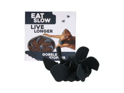 Zpomalovací spirála do misky EAT SLOW LIVE LONGER šedá 11cm