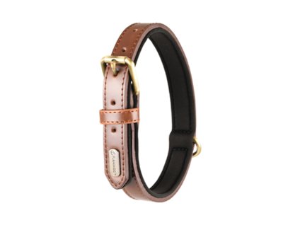 Obojek FLAMINGO Lyabo z umělé kůže hnědý 3x52-62cm