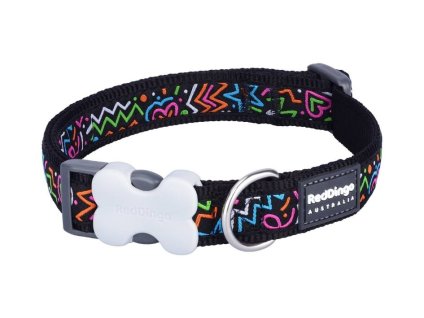 Obojek RED DINGO Squiggles Black 24-36x1,5cm