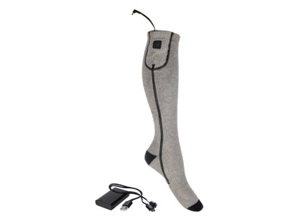 Vyhřívané podkolenky HKM Keep Warm včetně baterie grey/black (35-38)