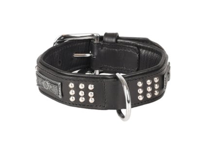 Obojek FLAMINGO Sedona kožený se cvočky černý 3,3x26-31cm
