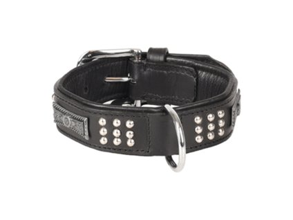 Obojek FLAMINGO Sedona kožený se cvočky černý 3,7x34-40cm