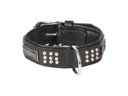 Obojek FLAMINGO Sedona kožený se cvočky černý 3,7x39-45cm