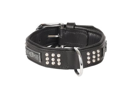 Obojek FLAMINGO Sedona kožený se cvočky černý 3,7x47-55cm