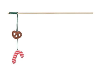 Vánoční hračka pro kočky TRIXIE - Xmas škádlítko s preclíkem a lízátkem 48cm (DOPRODEJ)