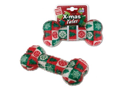 Vánoční hračka GIGWI guma TPR - kost 16x7cm (DOPRODEJ)