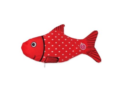 Vánoční hračka pro kočky MAGIC CAT textil - Winter Tale ryba pohyblivá červená 28cm