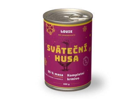 Vánoční konzerva LOUIE Dog Sváteční husa 400g (DOPRODEJ)