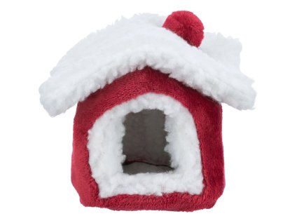 Vánoční domek pro hlodavce TRIXIE Cuddly Cave červený/bílý pro myš/křečka 15x12x15cm