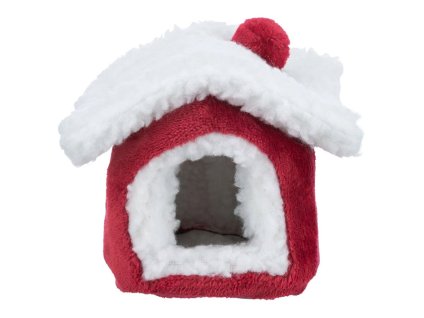 Vánoční domek pro hlodavce TRIXIE Cuddly Cave červený/bílý pro osmáka 23x18x24cm