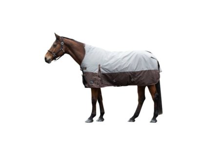 Lehká výběhová deka HKM Norwich 600D High Neck s fleecem beige/brown 145cm