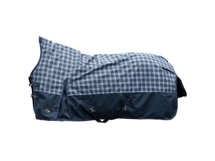 Lehká výběhová deka HKM Glasgow 1200D High Neck 0g deep blue check 145cm