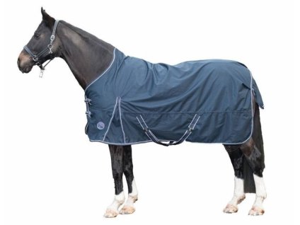 Lehká výběhová deka HKM Starter 600D High Neck s fleecem deep blue 155cm