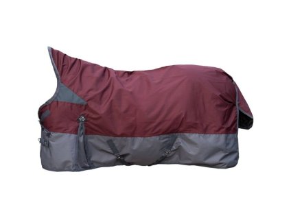 Lehká výběhová deka HKM Yukon 600D High Neck 0g dark red/grey 145cm