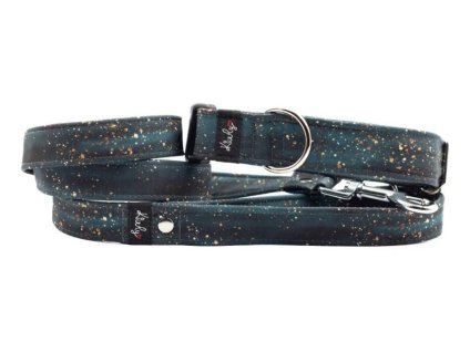 Obojek HAPPYZOO BY KIWLY softshell Zlaté třpytky na tmavé 2,5x27-40cm