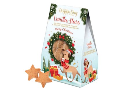 Vánoční dezert DOGGYEBAG Vanilla Stars s vanilkou a malinou 180g (DOPRODEJ)