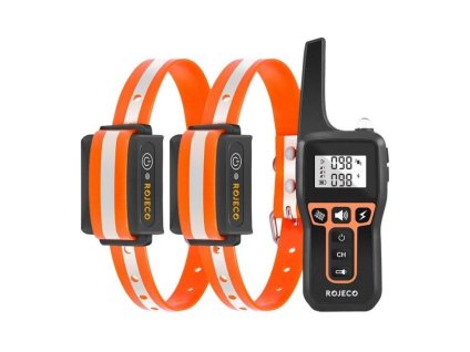 Výcvikový obojek ROJECO PD529 dva obojky oranžový (dosah 1000m)
