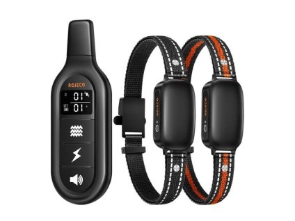 Výcvikový obojek ROJECO PD521 dva obojky černý/oranžový (dosah 1000m)