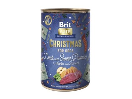 Vánoční konzerva BRIT Mono Protein Christmas Duck with sweet potatoes, apples and spinach 400g (DOPRODEJ)