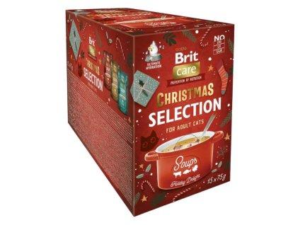 Vánoční polévka BRIT Cats Christmas Turkey, Beef and Fish Soup 15x75g (multipack) (DOPRODEJ)