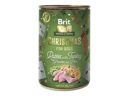 Vánoční konzerva BRIT Christmas Rabbit with Turkey, pumpkin and peas 400g (DOPRODEJ)