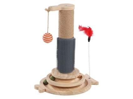 Hračka pro kočky FLAMINGO - Lex škrábací válec s hračkou 29x26x40cm