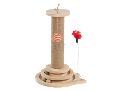 Hračka pro kočky FLAMINGO - Zack škrábací válec s hračkou 24x25,5x40cm