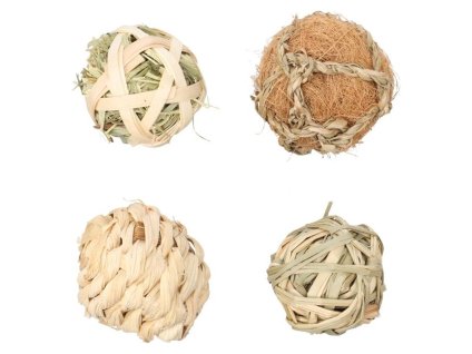 Hračka pro hlodavce FLAMINGO - Snuffi set ratanových a sisalových míčků 5cm (4ks)