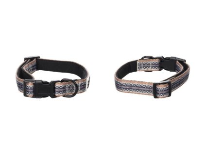 Obojek FLAMINGO Ubud s neoprenem černý s etno vzorem (XS) 2x22-30cm