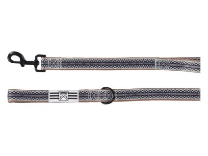 Vodítko FLAMINGO Ubud s neoprenem černé s etno vzorem 2,5x180cm