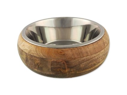 Nerezová miska DOG FANTASY ve dřevě oblá 400ml