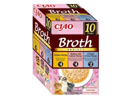 INABA Ciao Cat Broth kuře, kuře s lososem a kuře s tuňákem 10x40g (multipack)