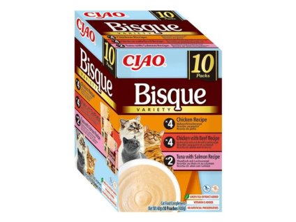 CIAO Cat Bisque kuře, kuře s hovězím a tuňák s lososem 10x40g (multipack)