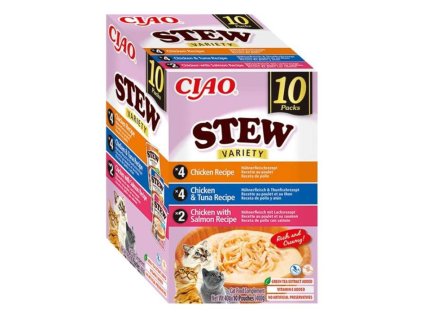 INABA Ciao Cat Stew kuře, kuře s tuňákem a kuře s lososem 10x40g (multipack)