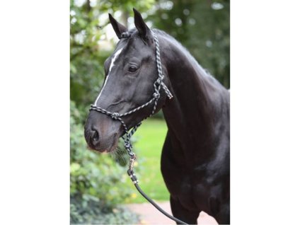 Provazová ohlávka COVALLIERO černá/šedá COB