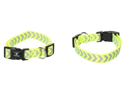 Obojek FLAMINGO Fergu Fluo nylonový reflexní žlutý (XL) 4x55-75cm