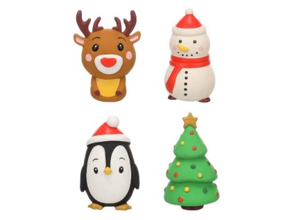 Vánoční hračka FLAMINGO latex - sob/sněhulák/tučňák/stromek 7,1x12,7cm (MIX DRUHŮ)